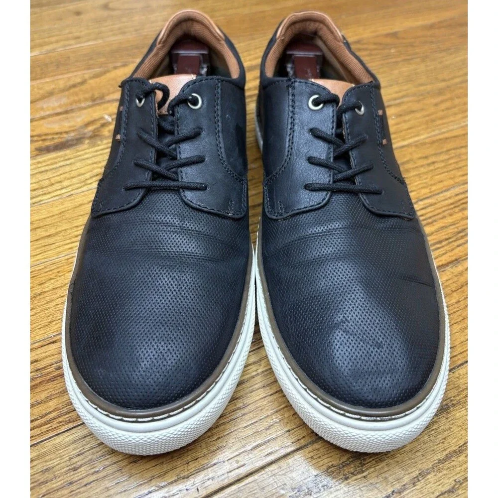 Crown Vintage Thoren Mens Shoes Size 10.5 M Black White Lace-Up Leather Sneaker